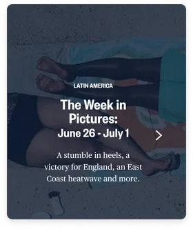 An NBC News app "The Week in Pictures: June 26 – July 1" photo gallery card in the Latin America section.